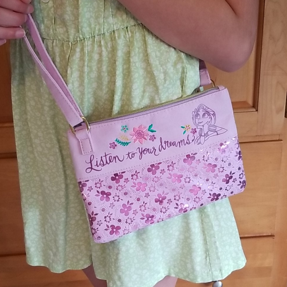 Disney Tangled Rapunzul purple suede purse